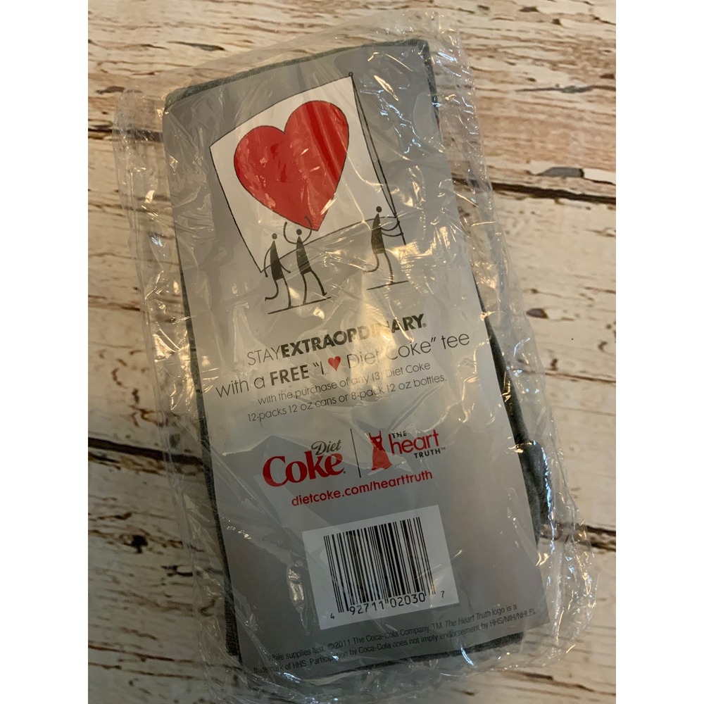 Diet Coke I Heart Diet Coke V-Neck T-Shirt Gray Small New Sealed 2011 Promo